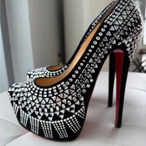 Christian Louboutin Black Decorpump 160 Veau Strass Size 37.5